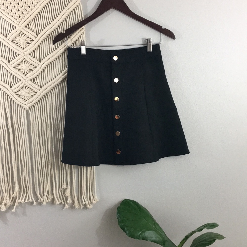 Allegra K Button closure front mid rise mini skirt